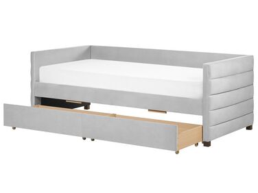 Sametová postel s úložným prostorem 90 x 200 cm šedá MARRAY