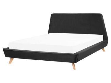 Łóżko welurowe 160 x 200 cm czarne VIENNE