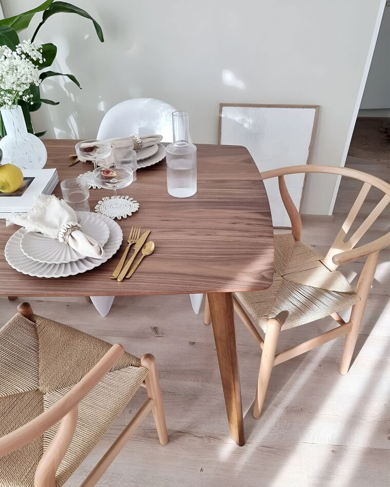 Dining Table 150 x 90 cm Dark Wood IRIS Beliani.co.uk