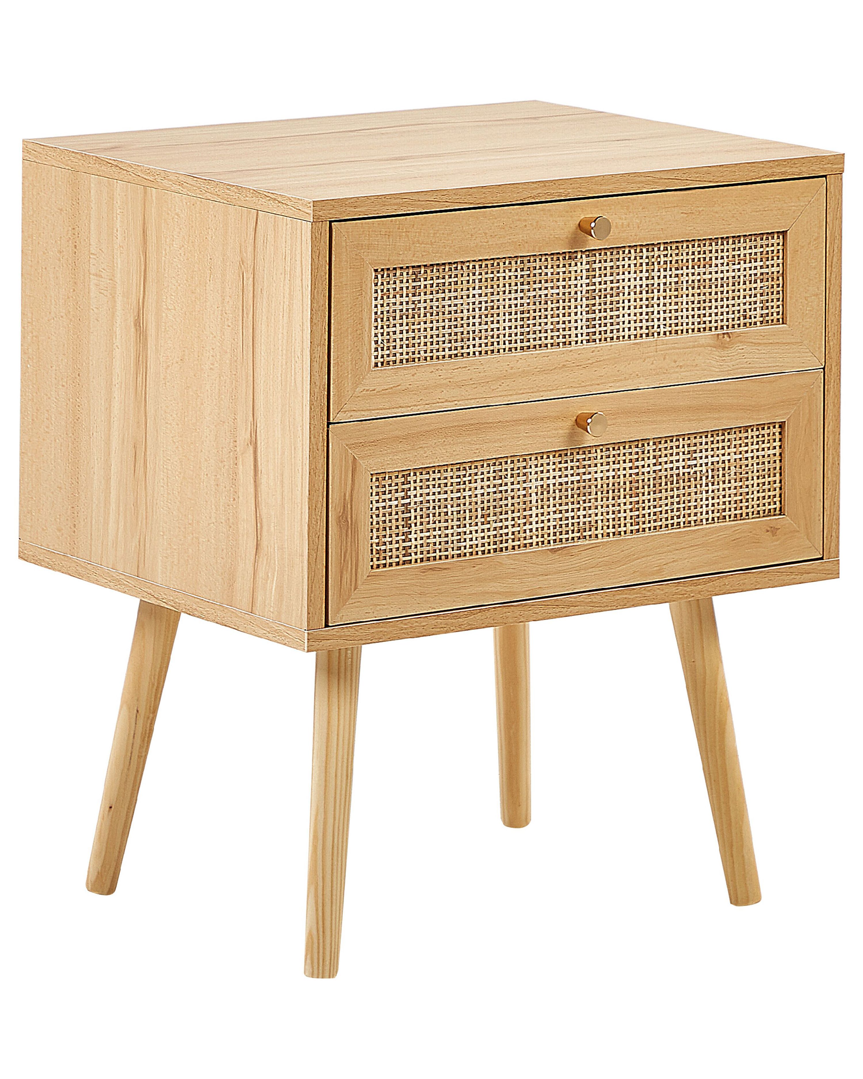 Table De Chevet En Rotin Bois Clair PEROTE Beliani fr table-de-chevet-en-rotin-bois-clair-perote-beliani-fr