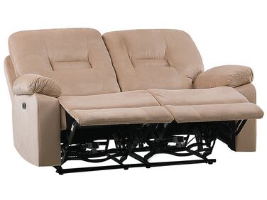 2-pers. sofa m/elektrisk recliner beige velour BERGEN