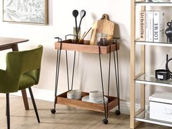 Tarjoiluvaunu metalli tumma puu/musta BALME