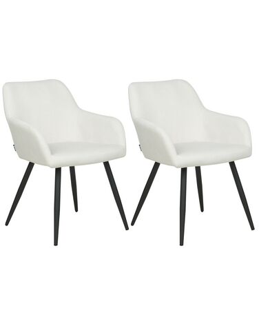 Conjunto de 2 sillas de terciopelo blanco crema CASMALIA