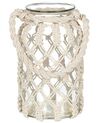 Lampion szklany makrama 28 cm biały JALEBI_830553