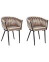 Conjunto de 2 sillas de comedor de terciopelo gris pardo MILAN_914322
