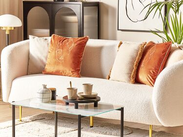 Set of 2 Velvet Cushions 45 x 45 cm Orange CROCUS