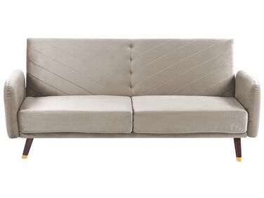 Velvet Fabric Sofa Bed Taupe SENJA