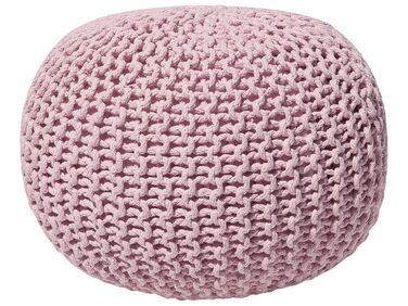Cotton Knitted Pouffe 50 x 35 cm Pink CONRAD