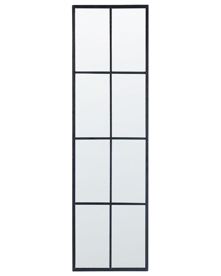 Kovové nástenné zrkadlo v tvare okna 38 x 132 cm čierne CAMON_852365