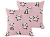 Set of 2 Cotton Kids Cushions Pandas Motif 45 x 45 cm Pink TALOKAN_905423
