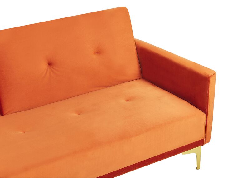 Velvet Sofa Bed Orange LUCAN Beliani.co.uk