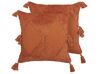 Sada 2 tkaných bavlněných polštářů s geometrickým vzorem a střapci 45 x 45 cm oranžové AVIUM_838787