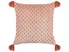 Velvet Cushion Floral Motif with Tassels 45 x 45 cm Pink RUMHORA_838214