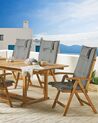 Zestaw 6 krzeseł ogrodowych składany drewniane z poduszkami grafitowymi JAVA_791051