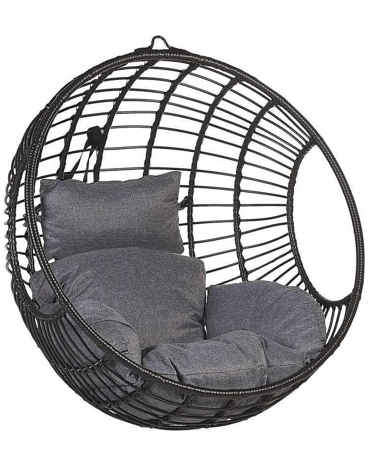 Fauteuil suspendu en rotin gris clair avec support SESIA Fauteuil suspendu en rotin gris clair avec support SESIA