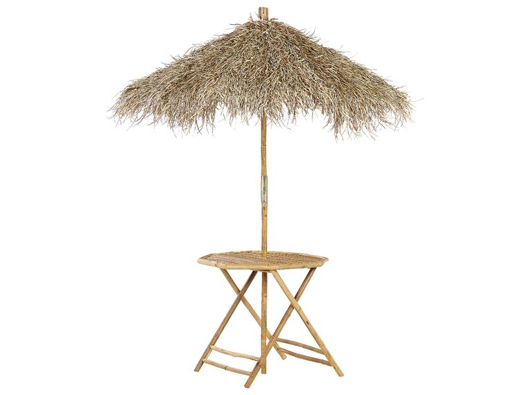 Puutarhapöytä bambu aurinkovarjo vaalea puu ⌀ 85 cm MOLISE_839870