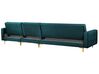 Venstrevendt modulær fløyelssofa med fotskammel smaragdgrønn ABERDEEN_751857
