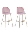 Zestaw 2 krzeseł barowych welurowy różowy ARCOLA_781127