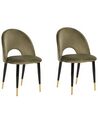 Set of 2 Velvet Dining Chairs Olive Green MAGALIA_895149