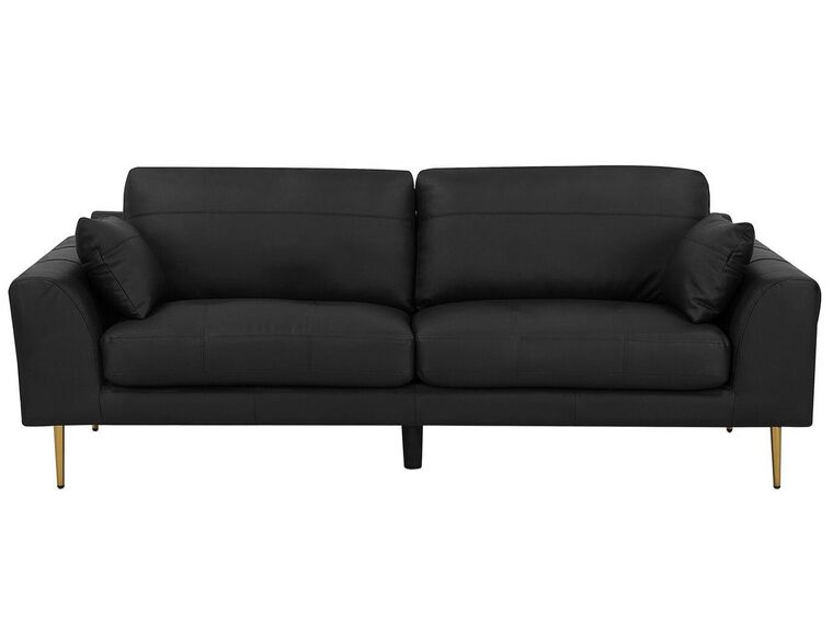 3 Seater Leather Sofa Black TORGET_734038