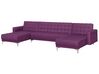 5 Seater U-Shaped Modular Fabric Sofa Purple ABERDEEN_737075