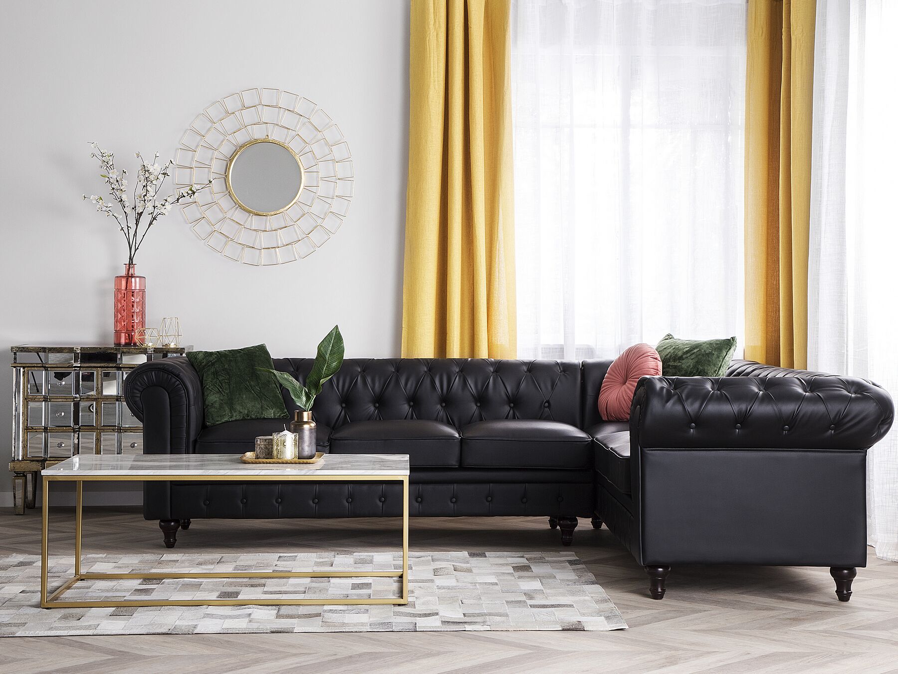 beliani tufted leather sofa