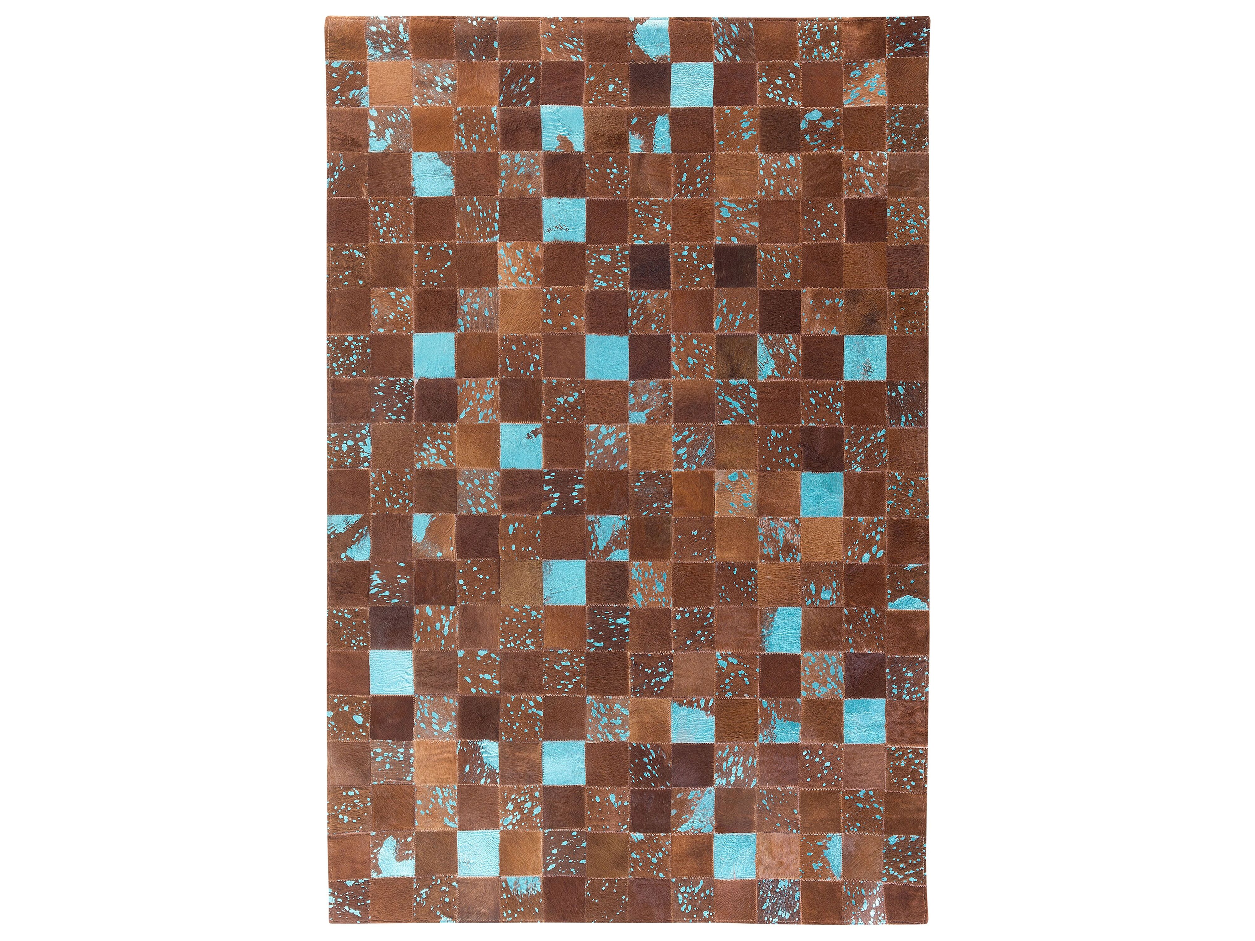 Dywan patchwork skórzany 140 x 200 cm brązowy ALIAGA