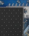 Teppich blau / beige orientalisches Muster 80 x 300 cm Kurzflor PARVAKADLI_831586