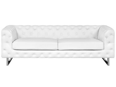 3 Seater Faux Leather Sofa White VISSLAND