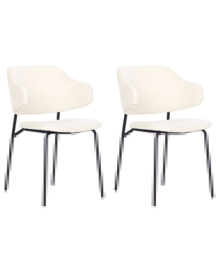 Set of 2 Fabric Dining Chairs Cream KENAI_874449