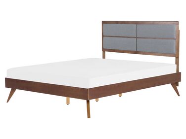 Tmavě hnědá dřevěná postel s rámem POISSY 160 x 200 cm