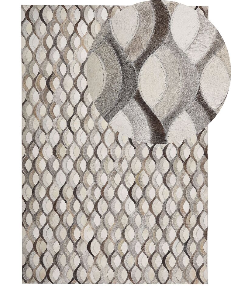Dywan patchworkowy skórzany 140 x 200 cm brązowo-beżowy KIRCA_787174