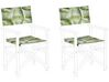 Conjunto de 2 capas verde e branco motivo tropical para cadeiras CINE_819454