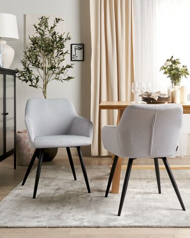 Set of 2 Velvet Chairs Light Grey CASMALIA