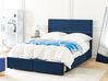 Velvet EU Double Size Ottoman Bed with Drawers Navy Blue VERNOYES_861335