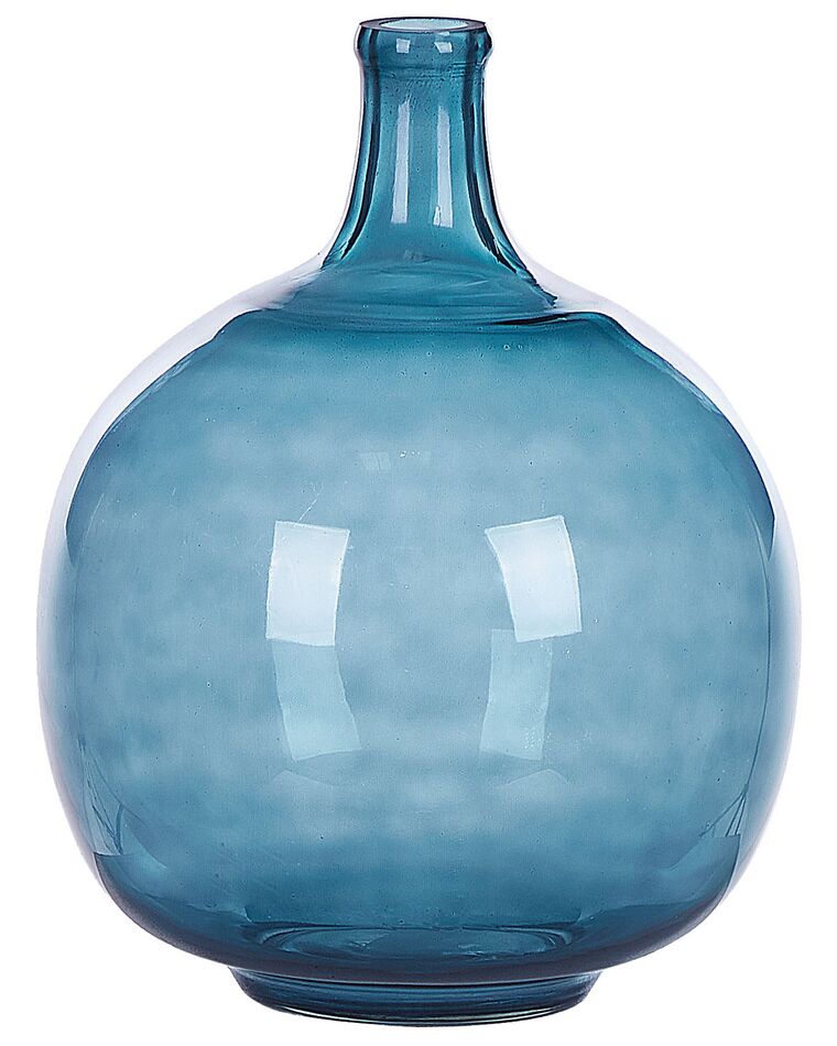 Bloemenvaas blauw glas 31 cm CHAPPATHI_823643