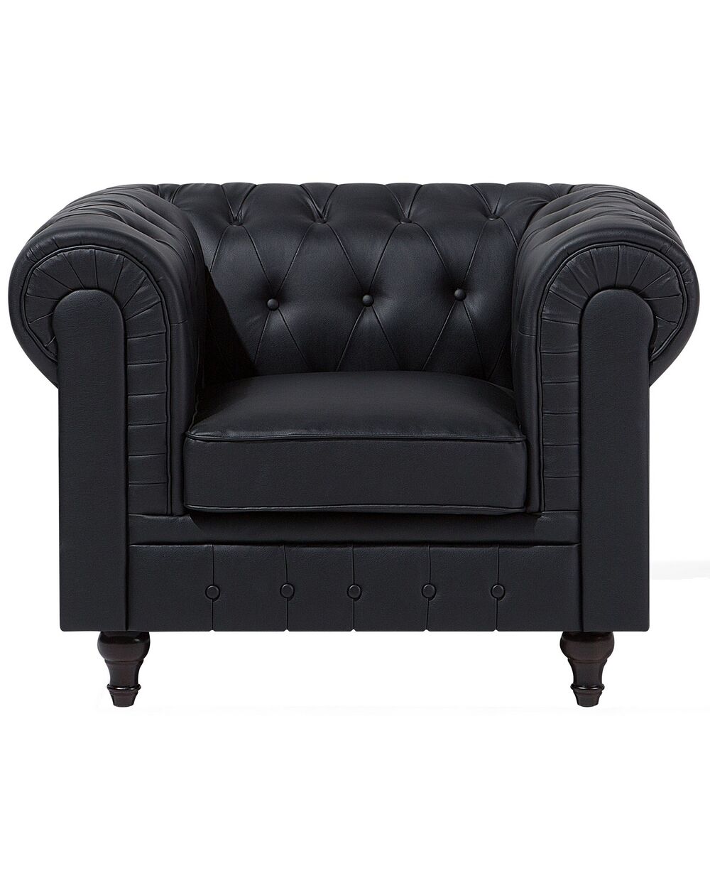 Faux Leather Armchair Black CHESTERFIELD Big Beliani.co.uk