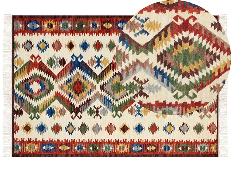 Alfombra kilim de lana multicolor 160 x 230 cm AREVIK_859500