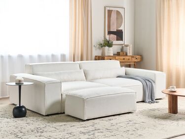 2-seters modulær sofa med ottoman boucle Hvit HELLNAR