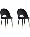 Conjunto de 2 sillas de comedor de terciopelo negro/dorado MAGALIA_767849