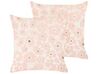 2 welurowe poduszki dekoracyjne w kwiaty 45 x 45 cm beżowo-różowe TRITELEIA_857798
