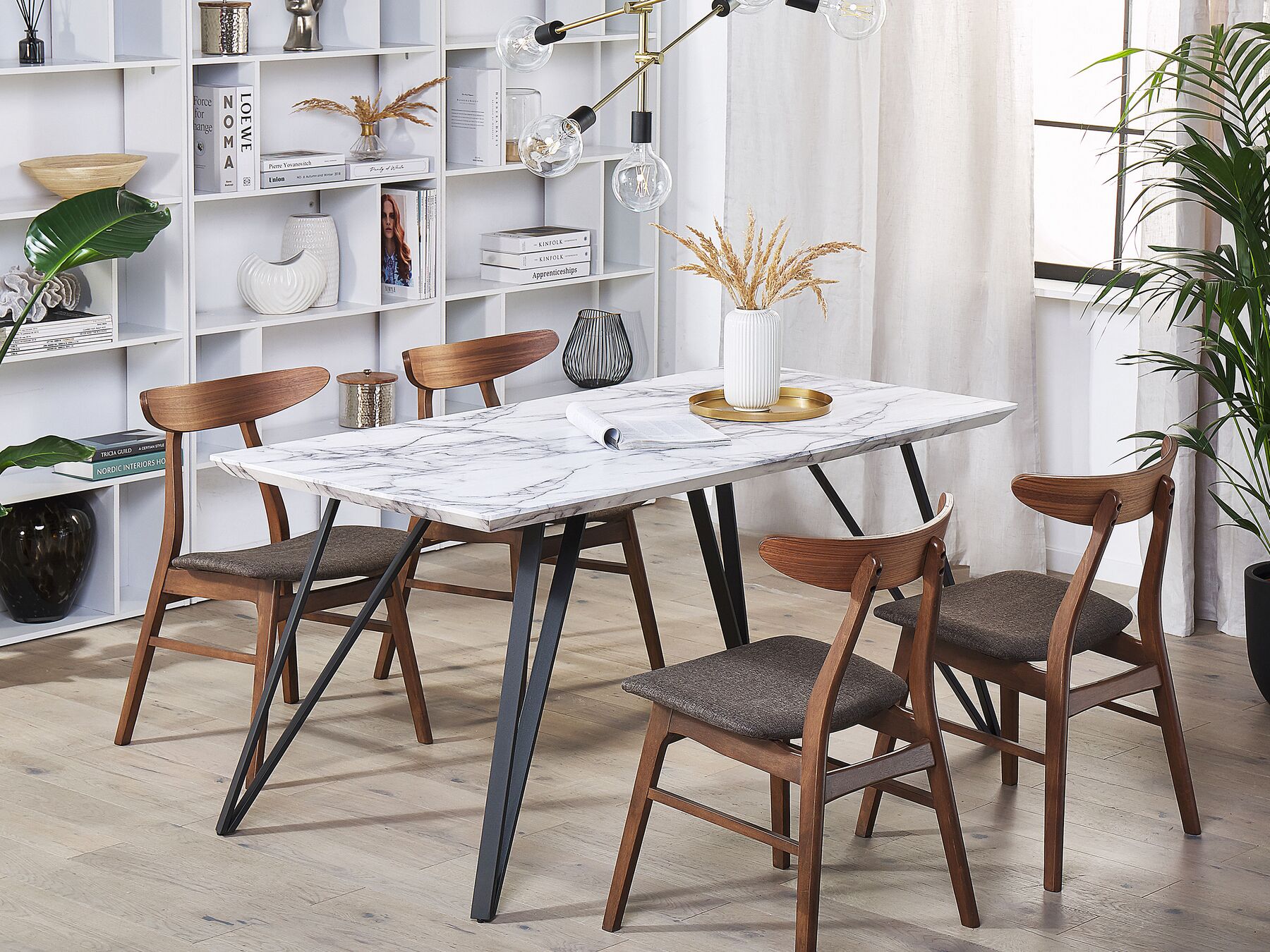 Esstisch Marmor Optik weiß / schwarz 150 x 80 cm MOLDEN | Beliani.de