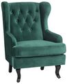 Velvet Fabric Wingback Chair Dark Green ALTA_749412