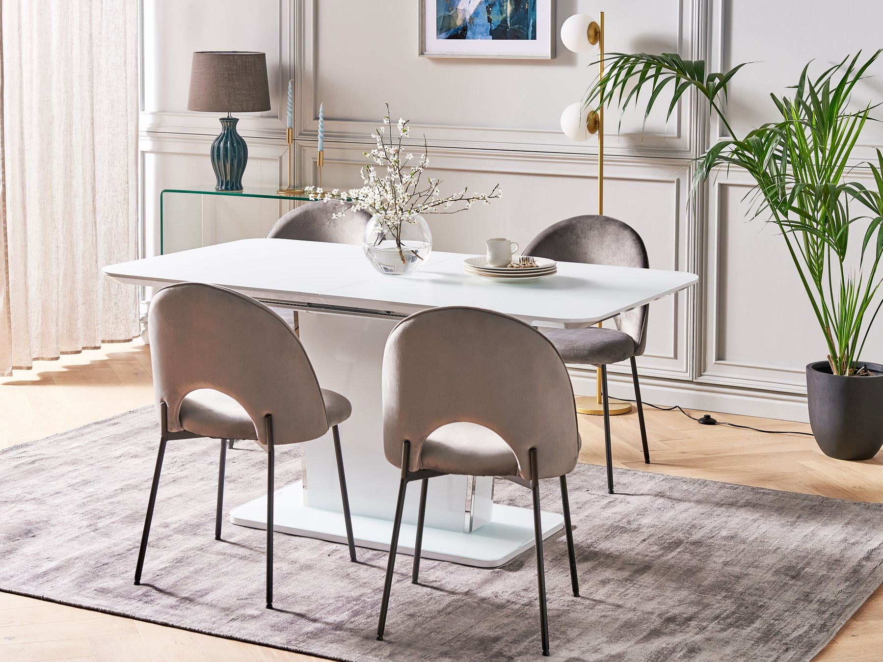90 x 90 extending dining sales table