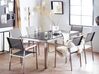 Set di tavolo e 6 sedie da giardino in acciaio basalto e fibra tessile grigia piano singolo nero lucido 180 cm GROSSETO_767029