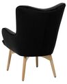 Velvet Wingback Chair with Footstool Black VEJLE_712867