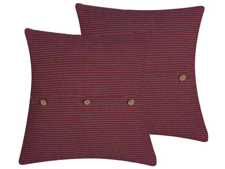 Set of 2 Cushions Striped 43 x 43 cm Red CAMPANULA_801664