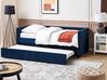 Łóżko wysuwane tapicerowane 90 x 200 cm niebieskie MIMIZAN_843679