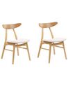 Lot de 2 chaises en bois clair et tissu beige clair LYNN_858550