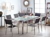 Conjunto de mesa com tampo triplo vidro temperado 180 x 90 cm e 6 cadeiras pretas GROSSETO_768725